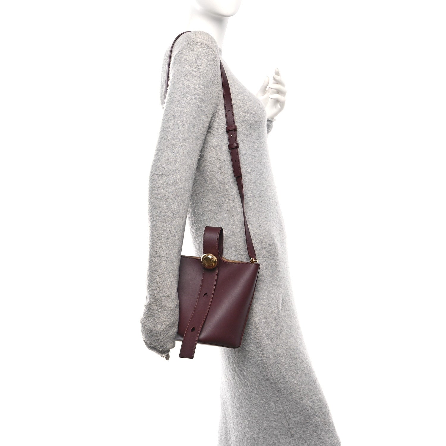 Loewe Calfskin Mini Pebble Bucket Bag Dark Burgundy 2 of 9