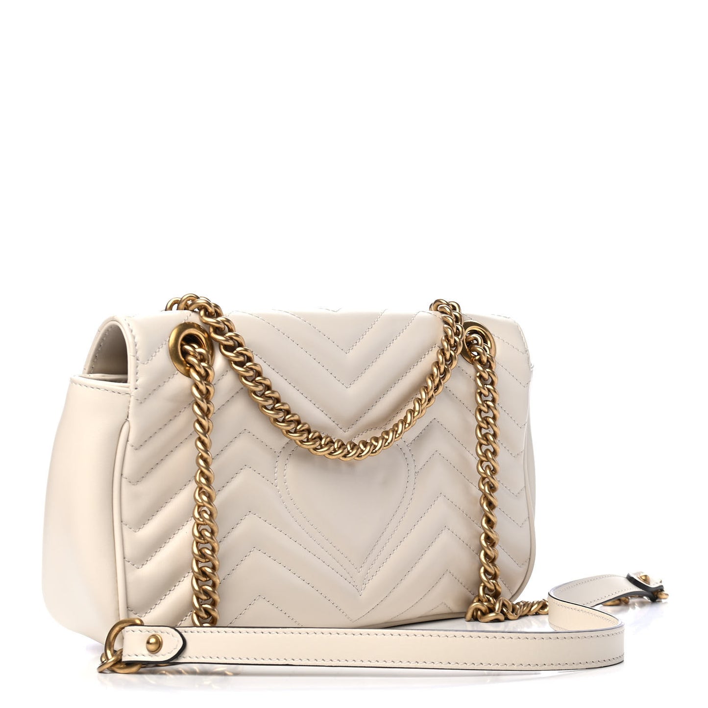 Calfskin Matelasse Small GG Marmont Shoulder Bag White