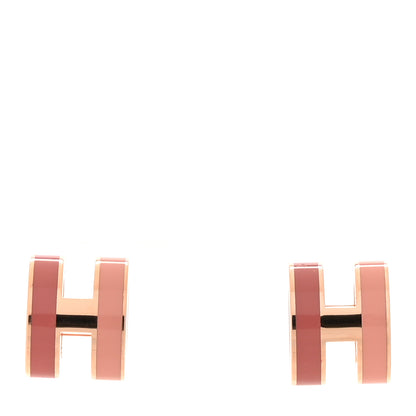 Hermes Rose Gold Lacquered Mini Pop H Rocabar Earrings Beaute 1 of 5