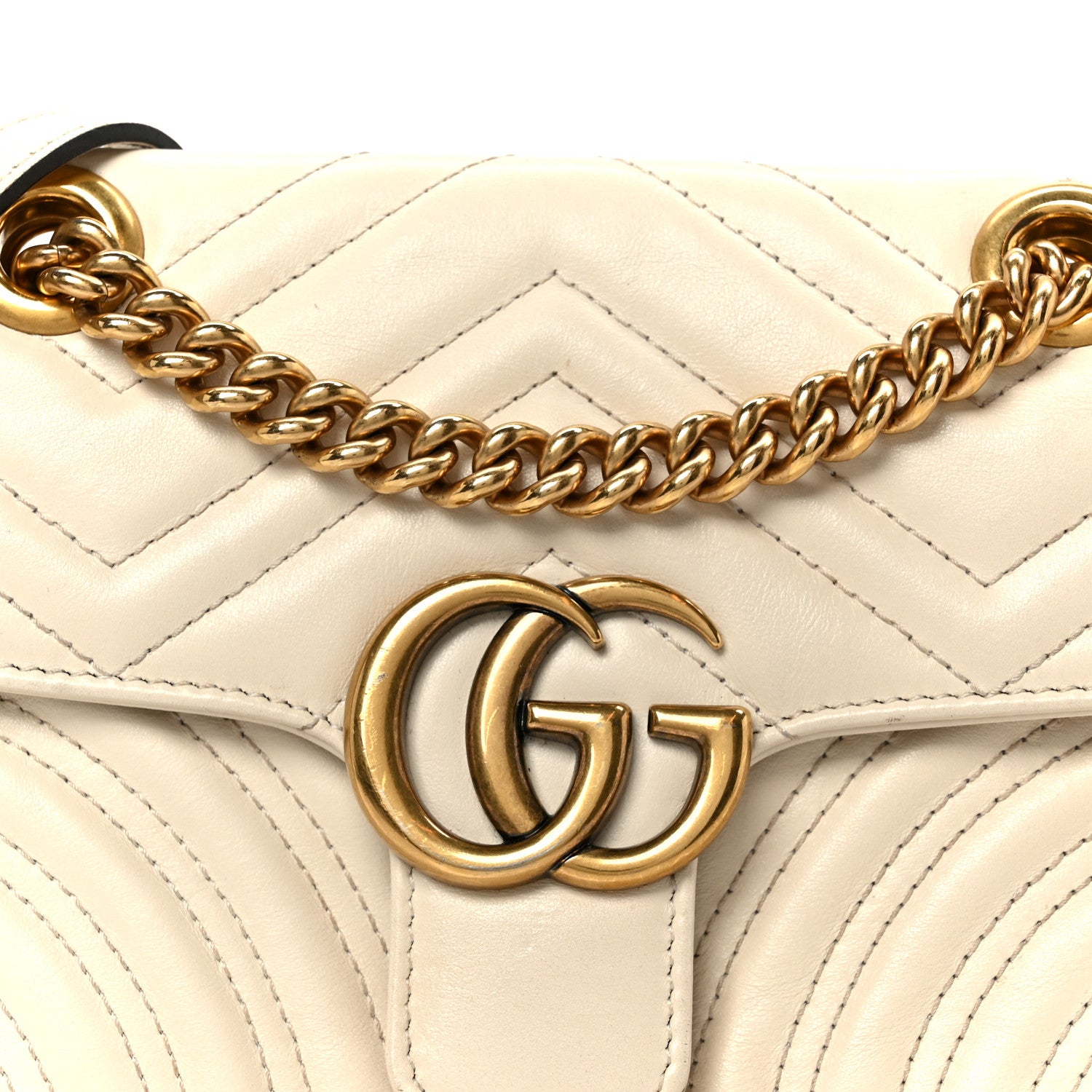 Gucci Calfskin Matelasse Mini GG Marmont Shoulder Bag White 9 of 12