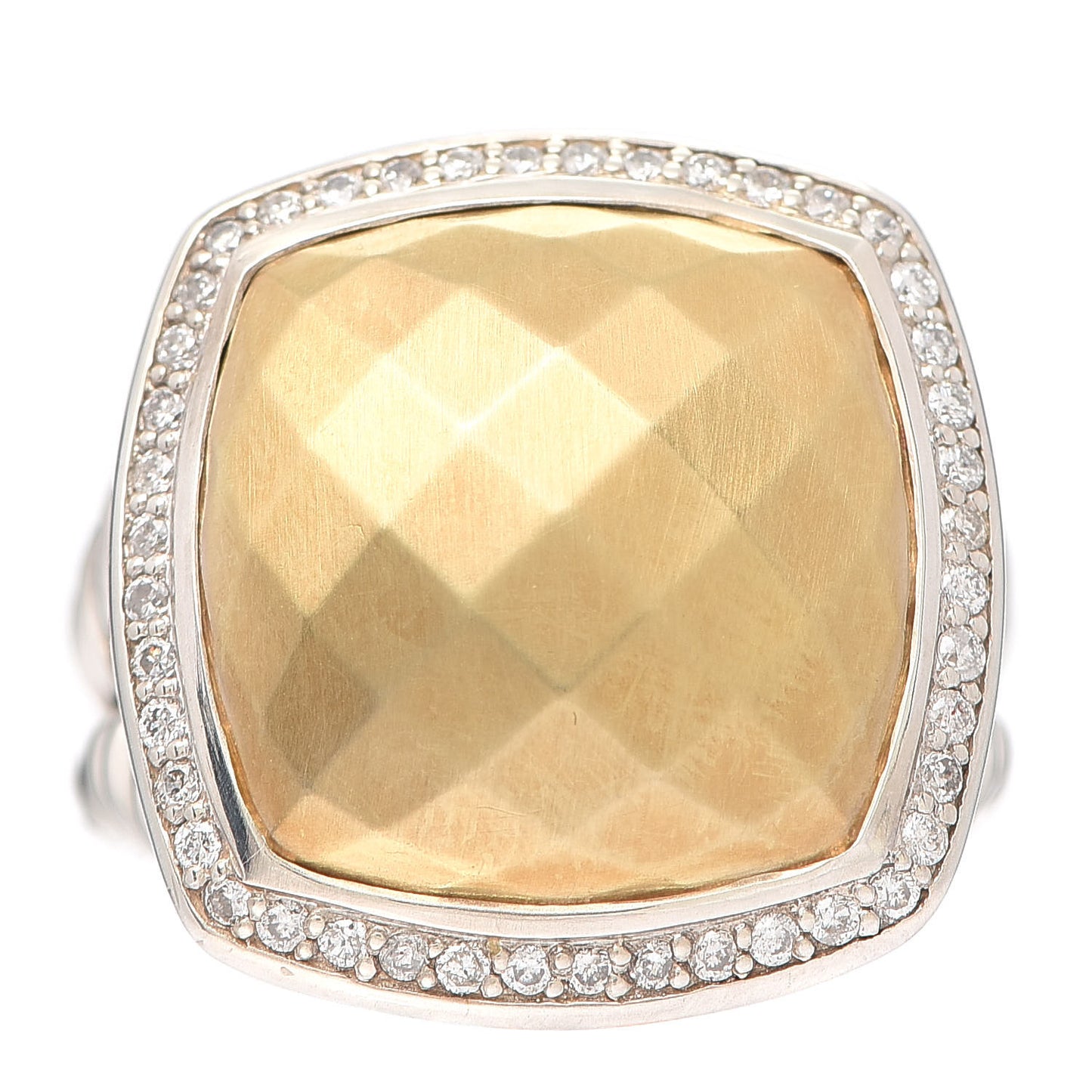 Sterling Silver 18K Yellow Gold Diamond 17mm Albion Ring 58 8.5