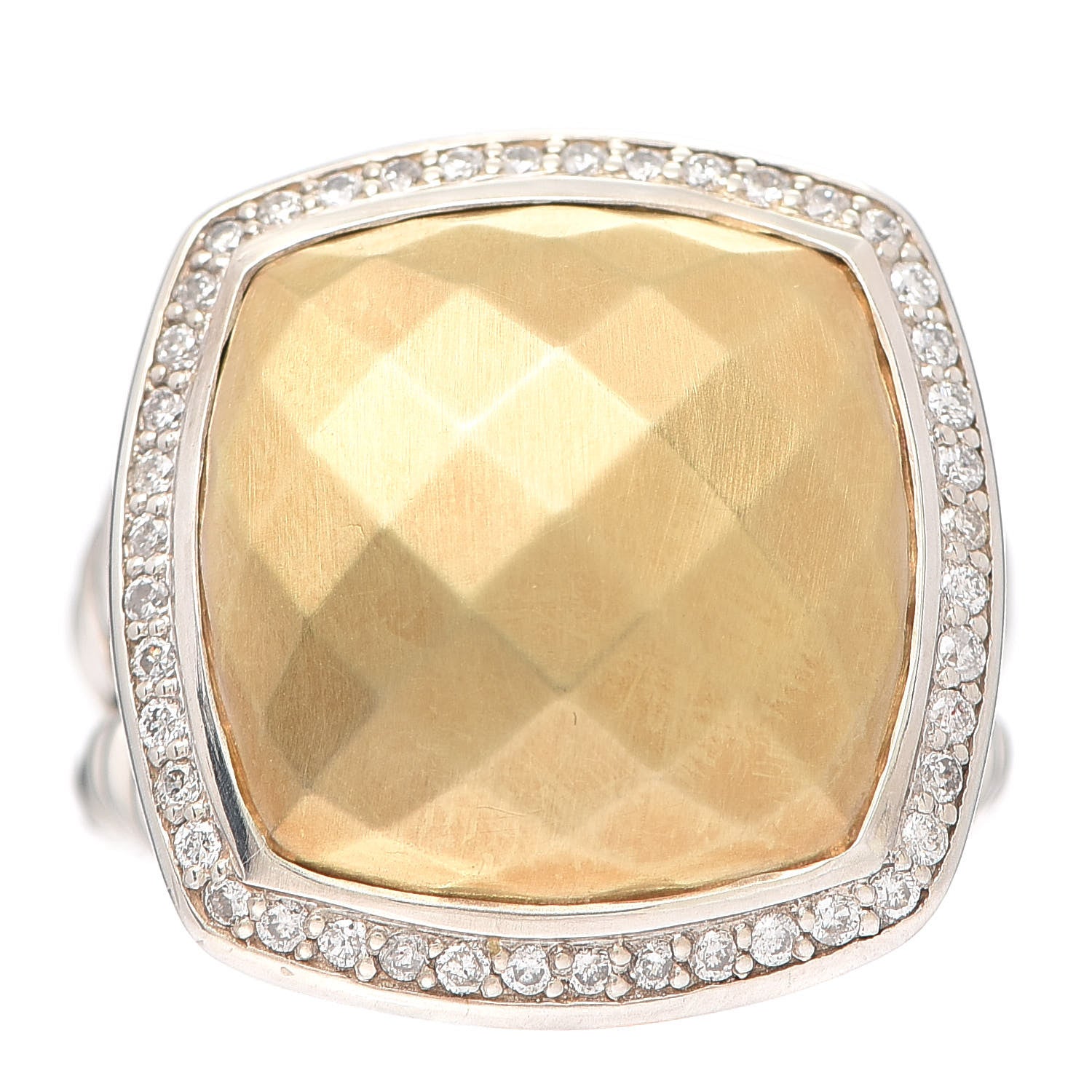 David Yurman Sterling Silver 18K Yellow Gold Diamond 17mm Albion Ring 58 8.5 1 of 6