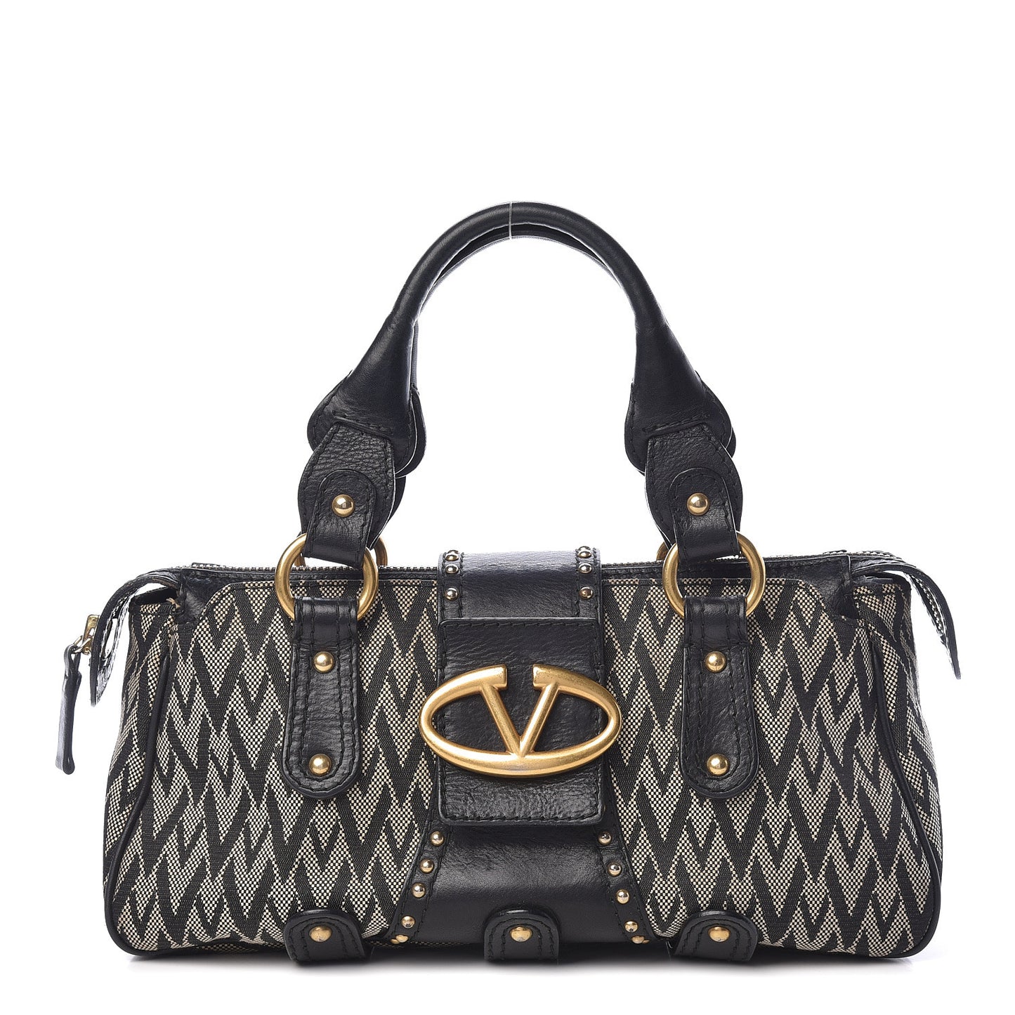 Jacquard Print V logo Shoulder Bag Black