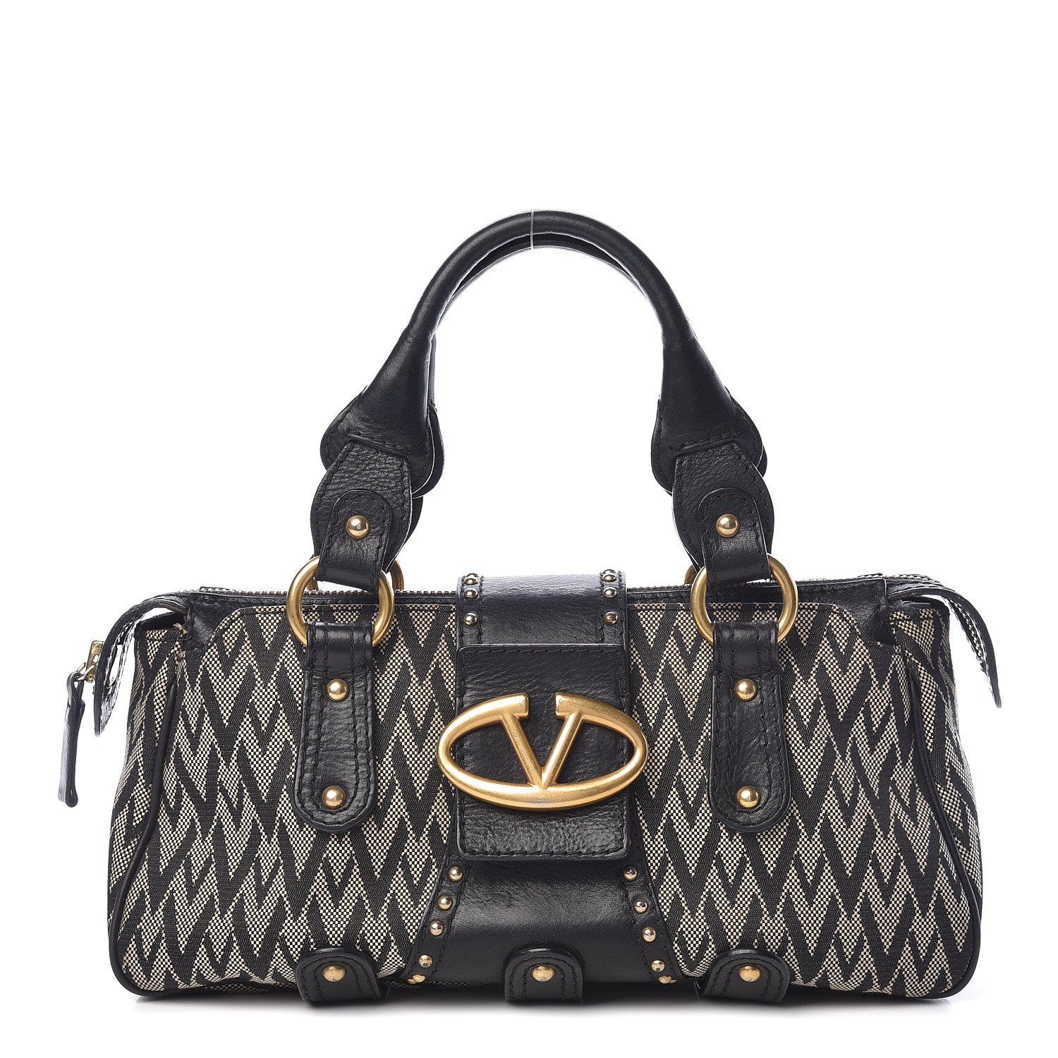 Valentino Garavani Jacquard Print V logo Shoulder Bag Black 1 of 19