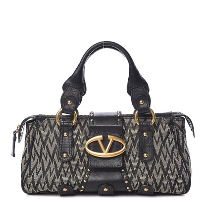 Valentino Garavani Jacquard Print V logo Shoulder Bag Black 1 of 19