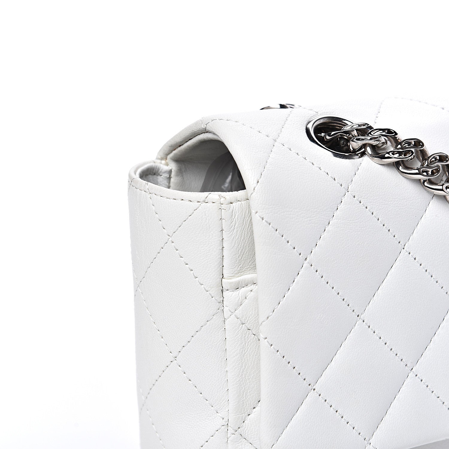 Chanel Lambskin Quilted Medium Single Flap White 10 of 12