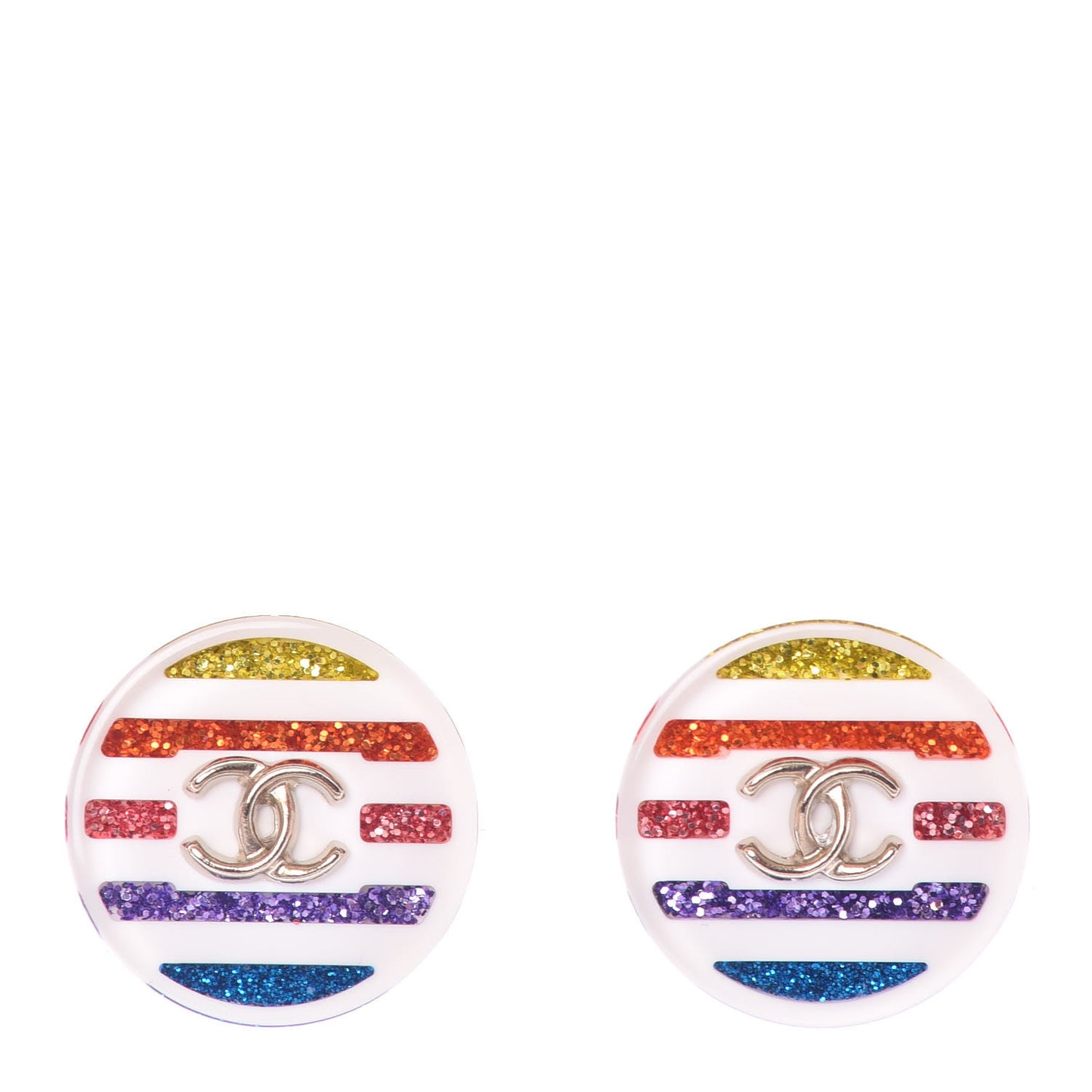 Resin Glitter Stripe CC Earrings Multicolor