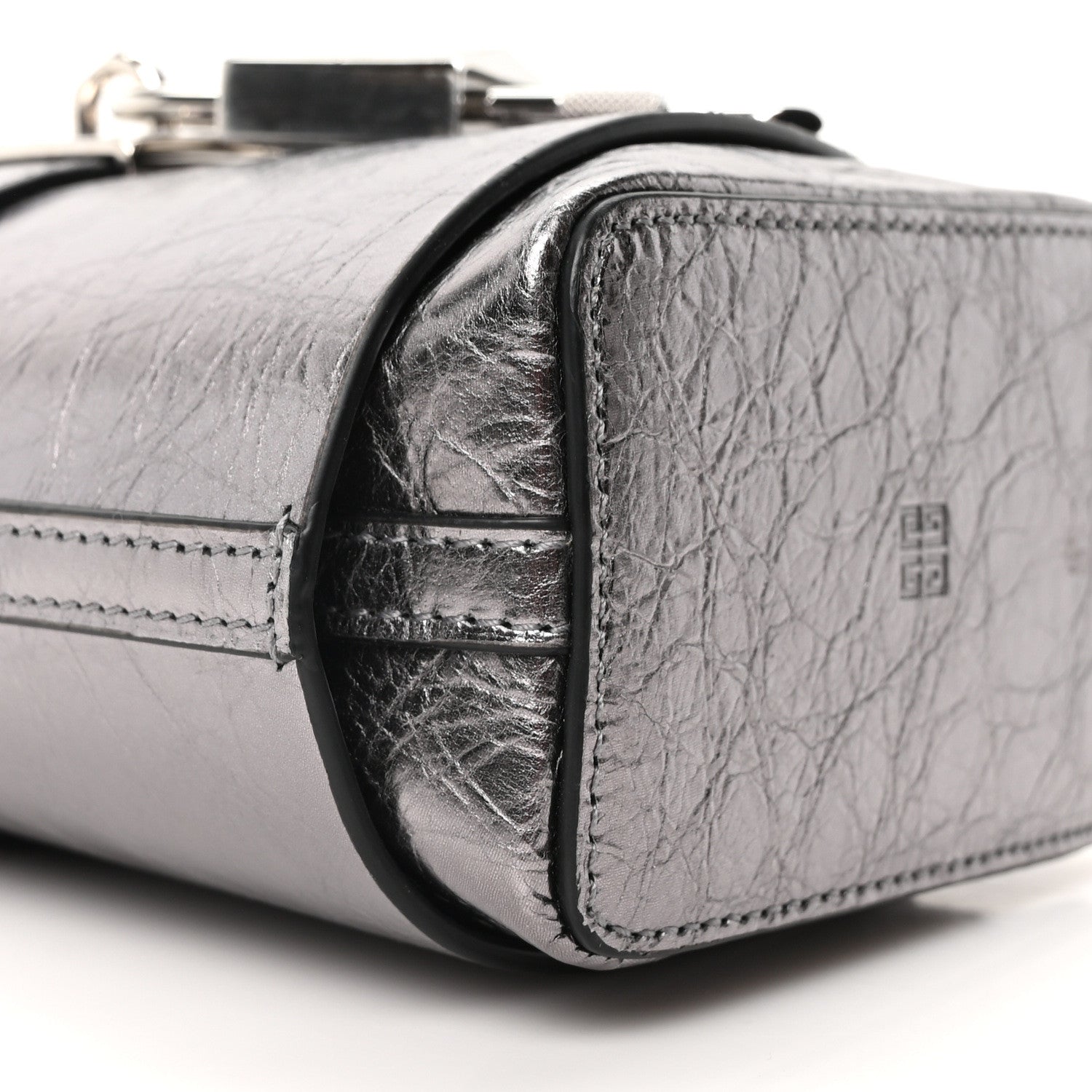 Givenchy Laminated Lambskin Micro Shark Lock Bucket Bag Silvery Grey 10 of 10