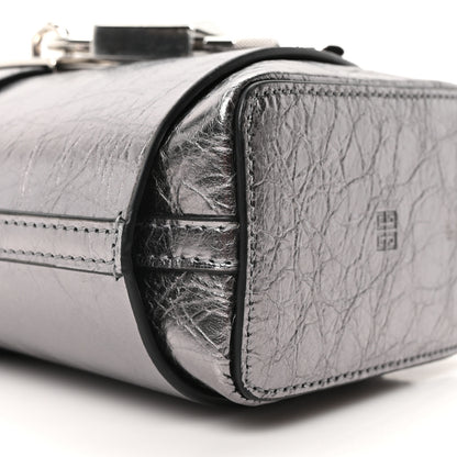 Givenchy Laminated Lambskin Micro Shark Lock Bucket Bag Silvery Grey 10 of 10