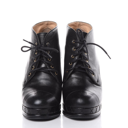 Chanel Lambskin CC Cap Toe Platform Short Boots 40 Black 2 of 16