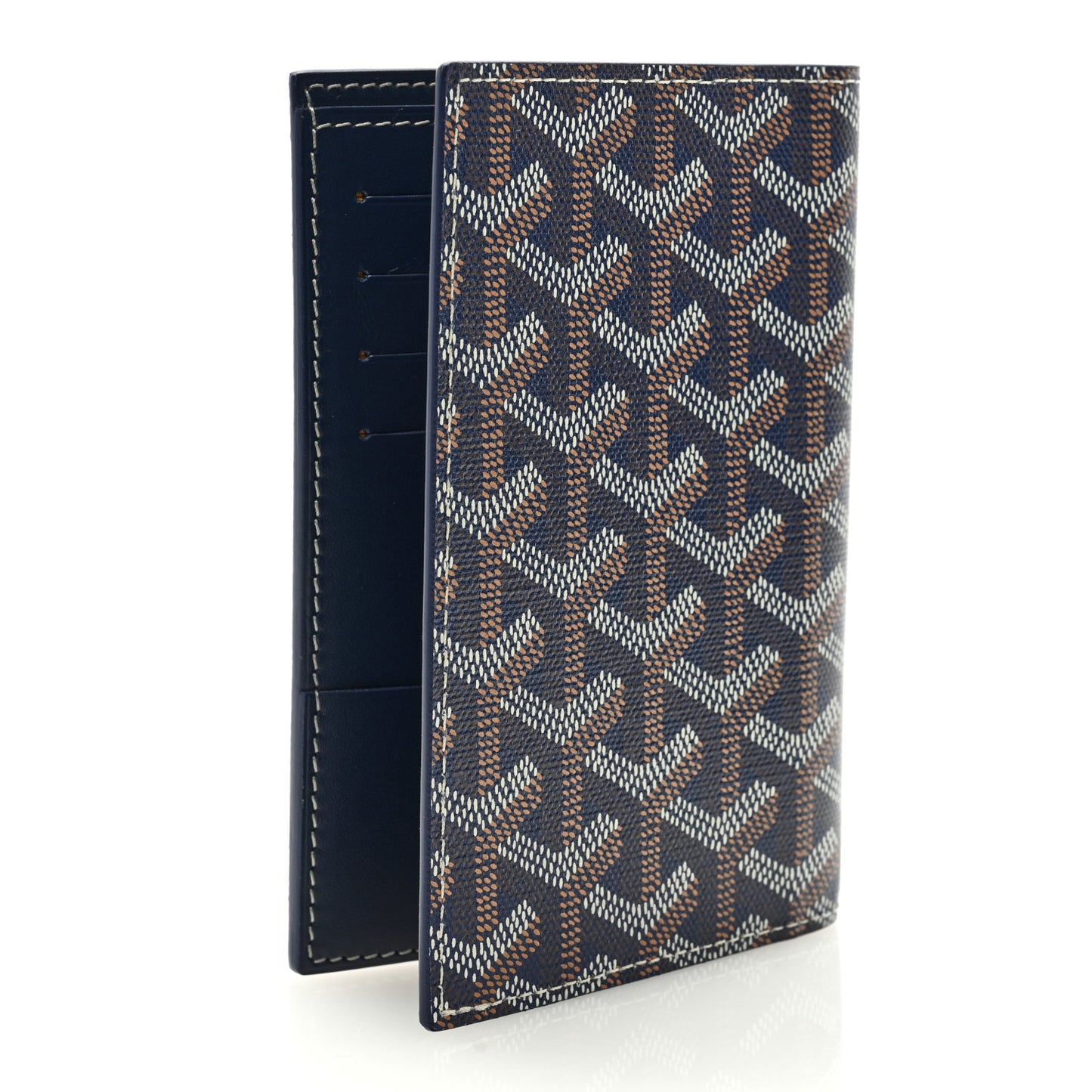 Goyardine Grenelle Passport Wallet Navy