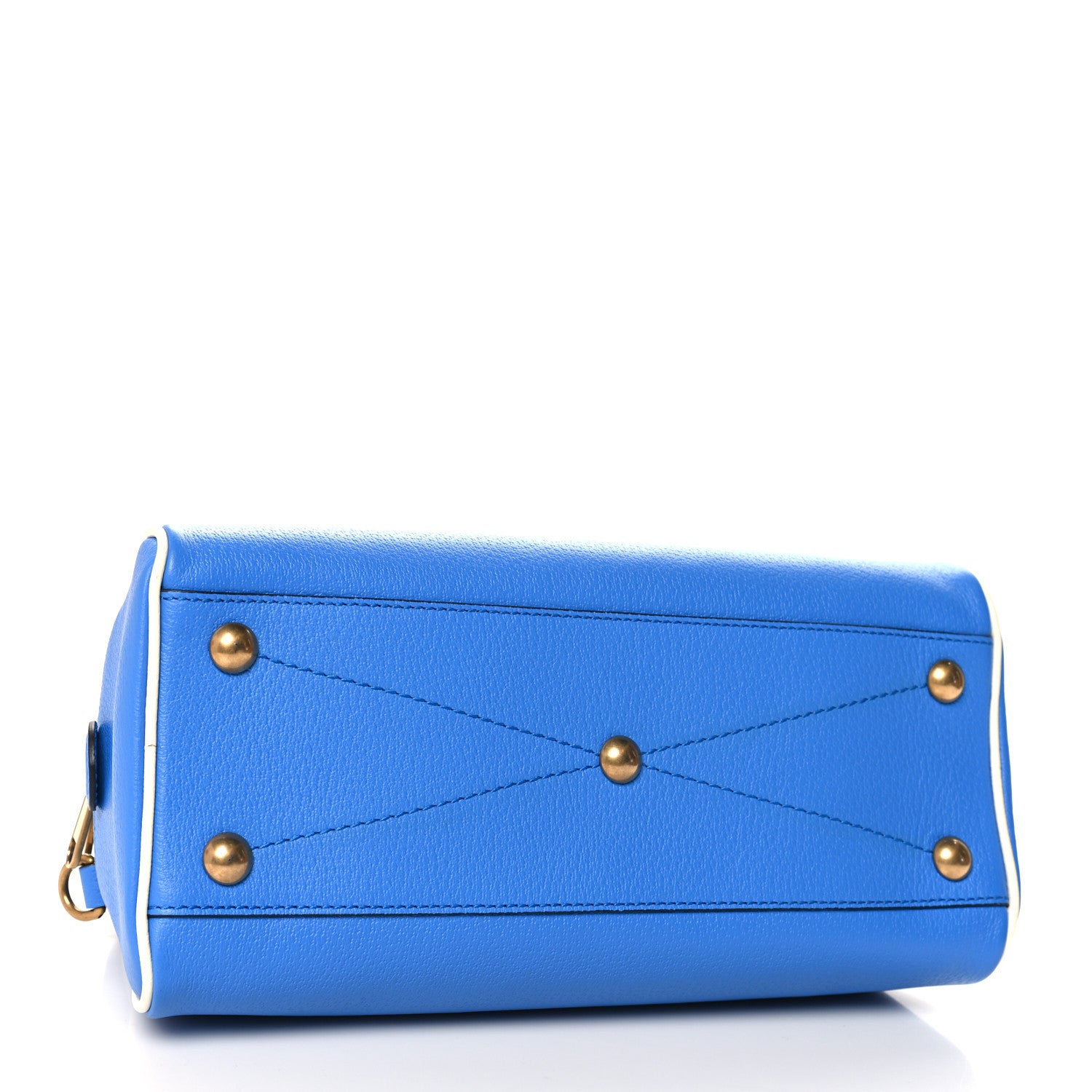Gucci X ADIDAS Textured Dollar Calfskin Web Trefoil Logo Embossed Mini Bowling Bag Blue 4 of 10