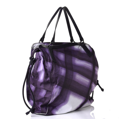 Burberry Nylon Check Small Buckleigh Packable Tote Purple White 2 of 7