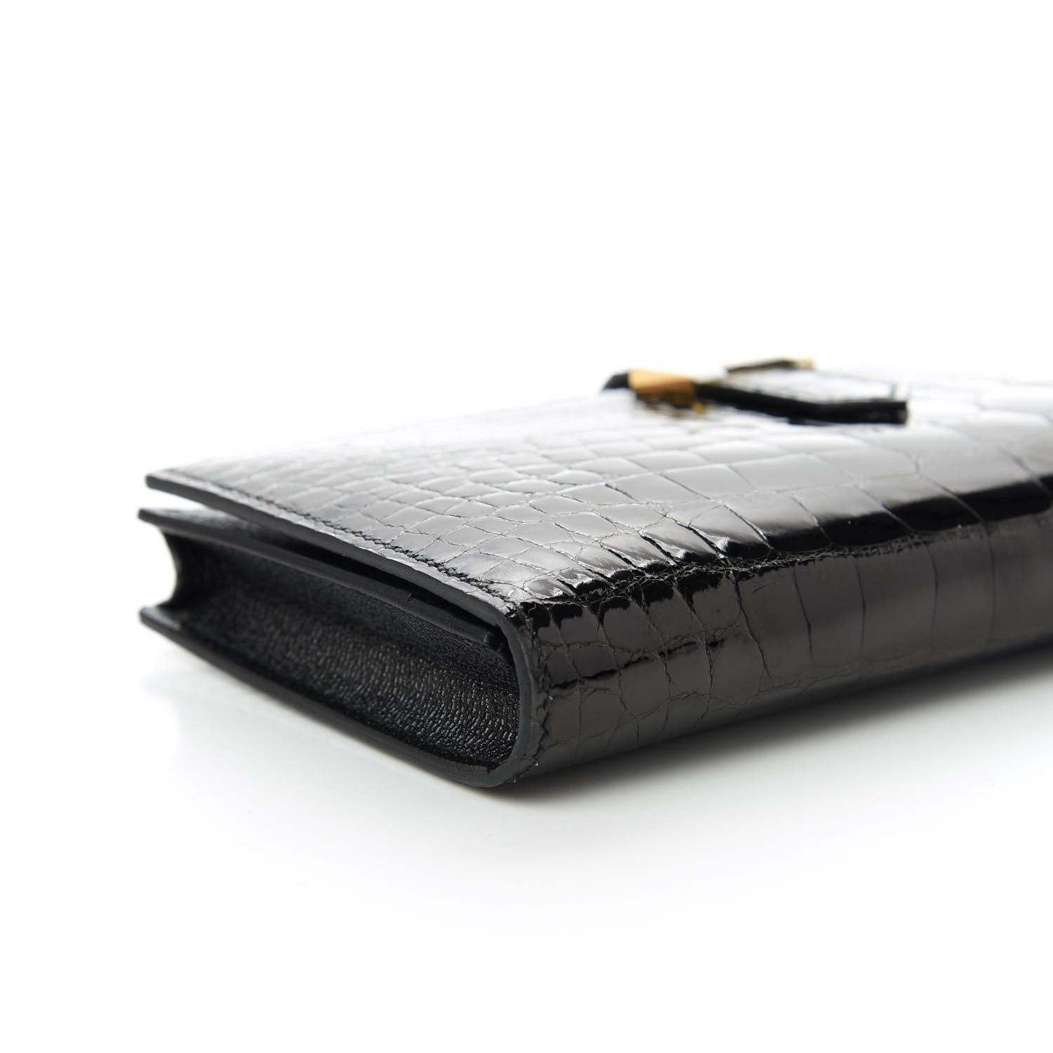 Hermes Shiny Alligator Bearn Wallet Black 6 of 10