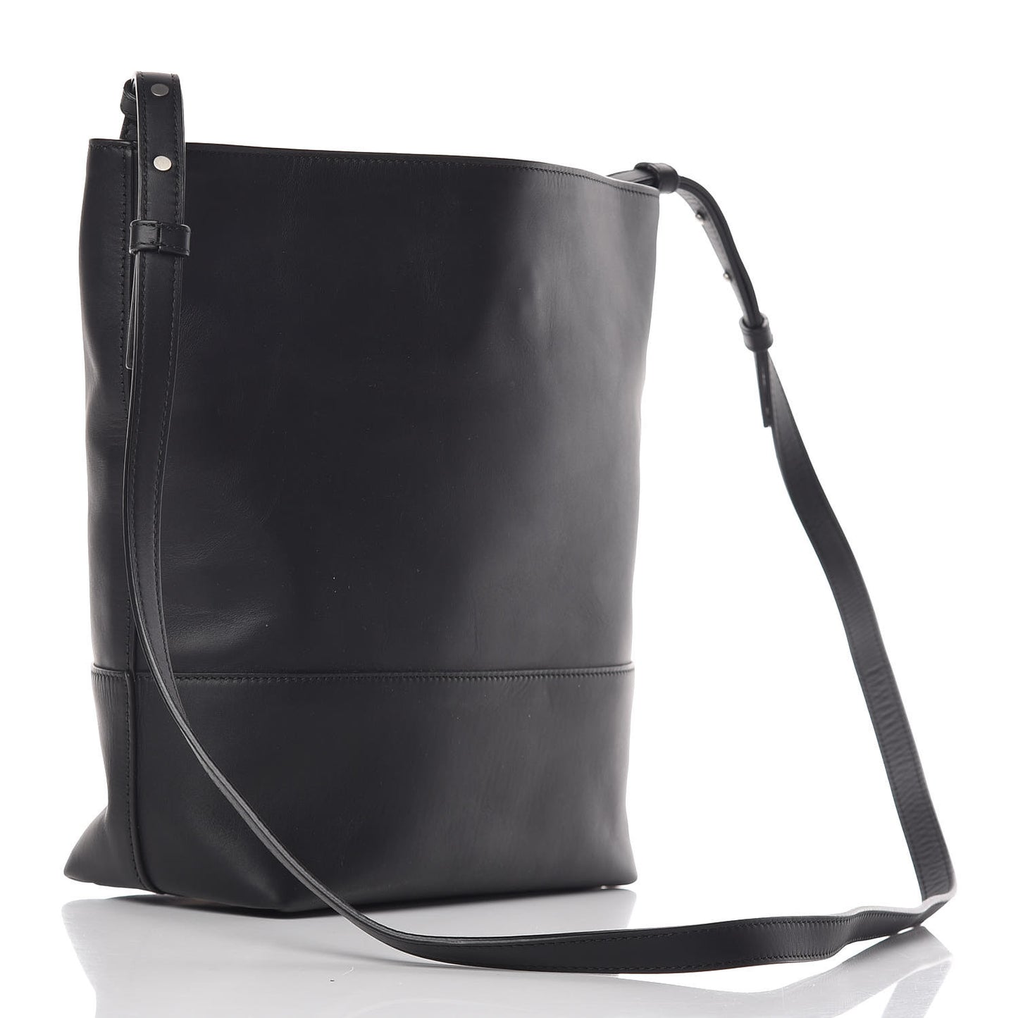Smooth Matte Calfskin Bucket Bag Black