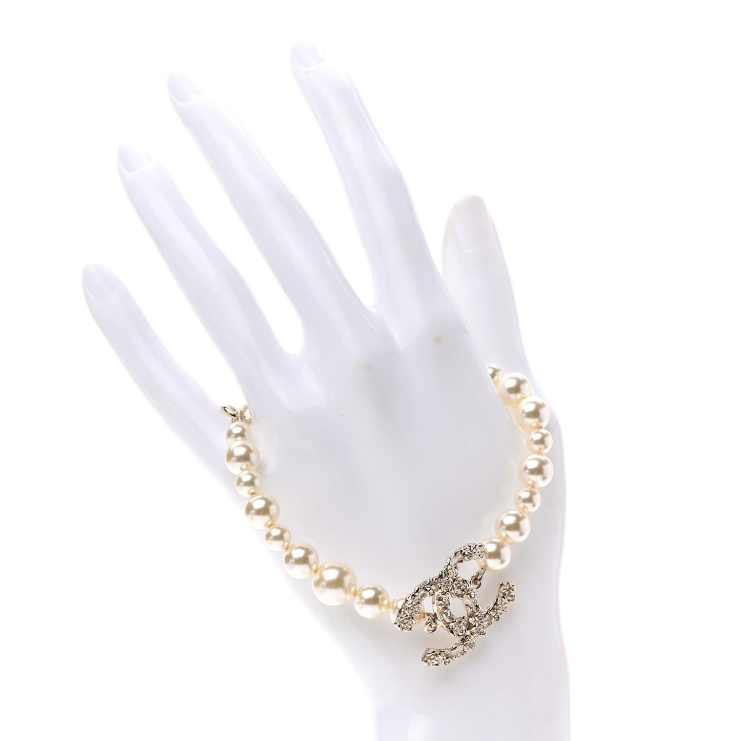 Pearl Crystal CC Bracelet Gold