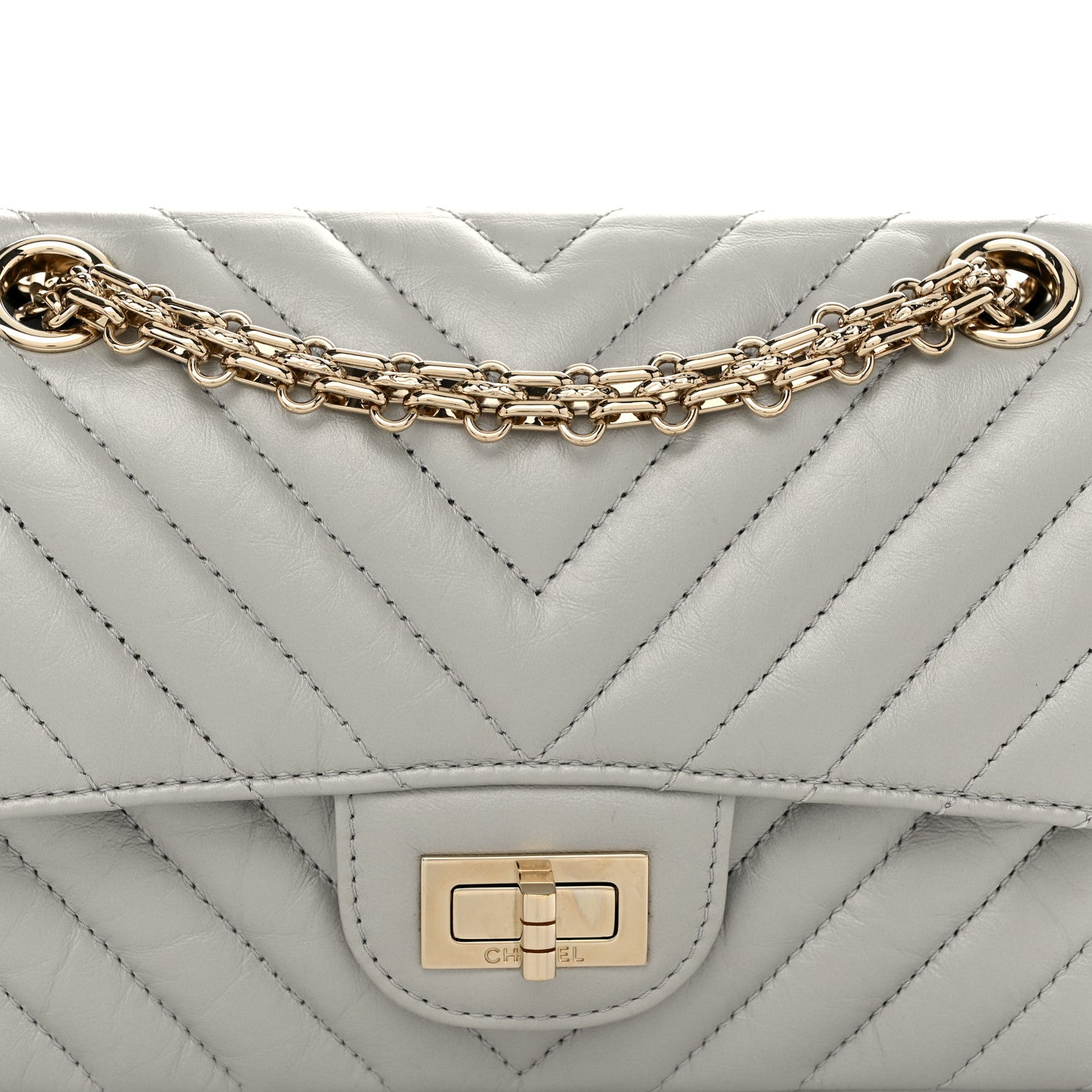 Chanel Metallic Aged Calfskin Chevron Quilted 2.55 Reissue Mini Flap Silver 8 of 10