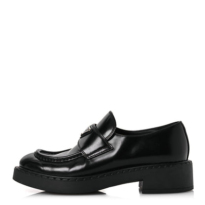 Prada Spazzolato Metal Triangle Logo 50mm Loafers 38 Black 1 of 15