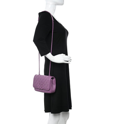 Chanel Lambskin Quilted Small CC Filigree Flap Purple 2 of 16