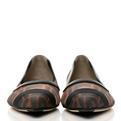 Fendi Mesh FF Skimmer Ballerina Flats 38 Tobacco Moro Black 2 of 7