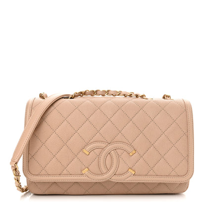 Chanel Caviar Quilted Medium CC Filigree Flap Beige 1 of 12