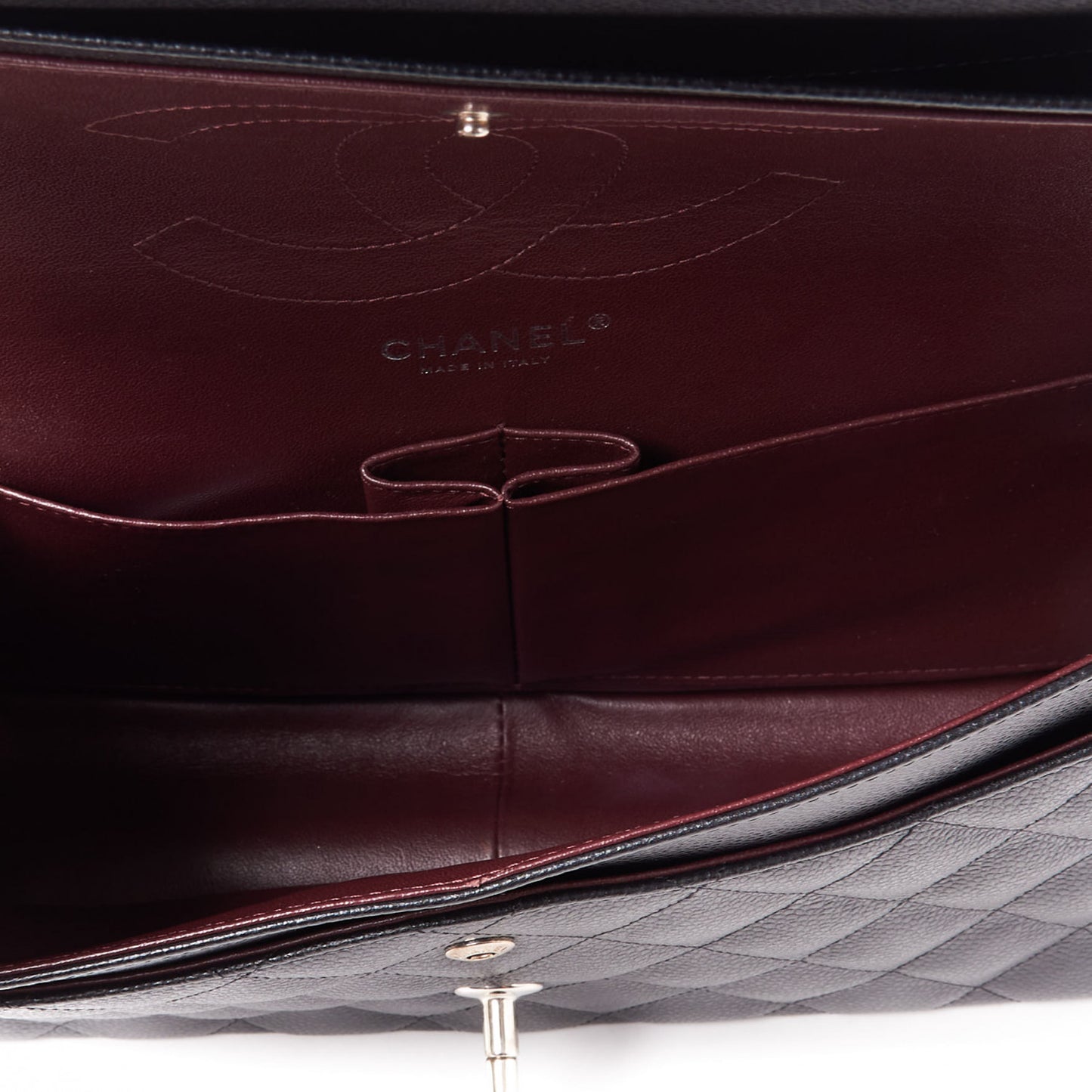 Caviar Quilted Jumbo Double Flap Black