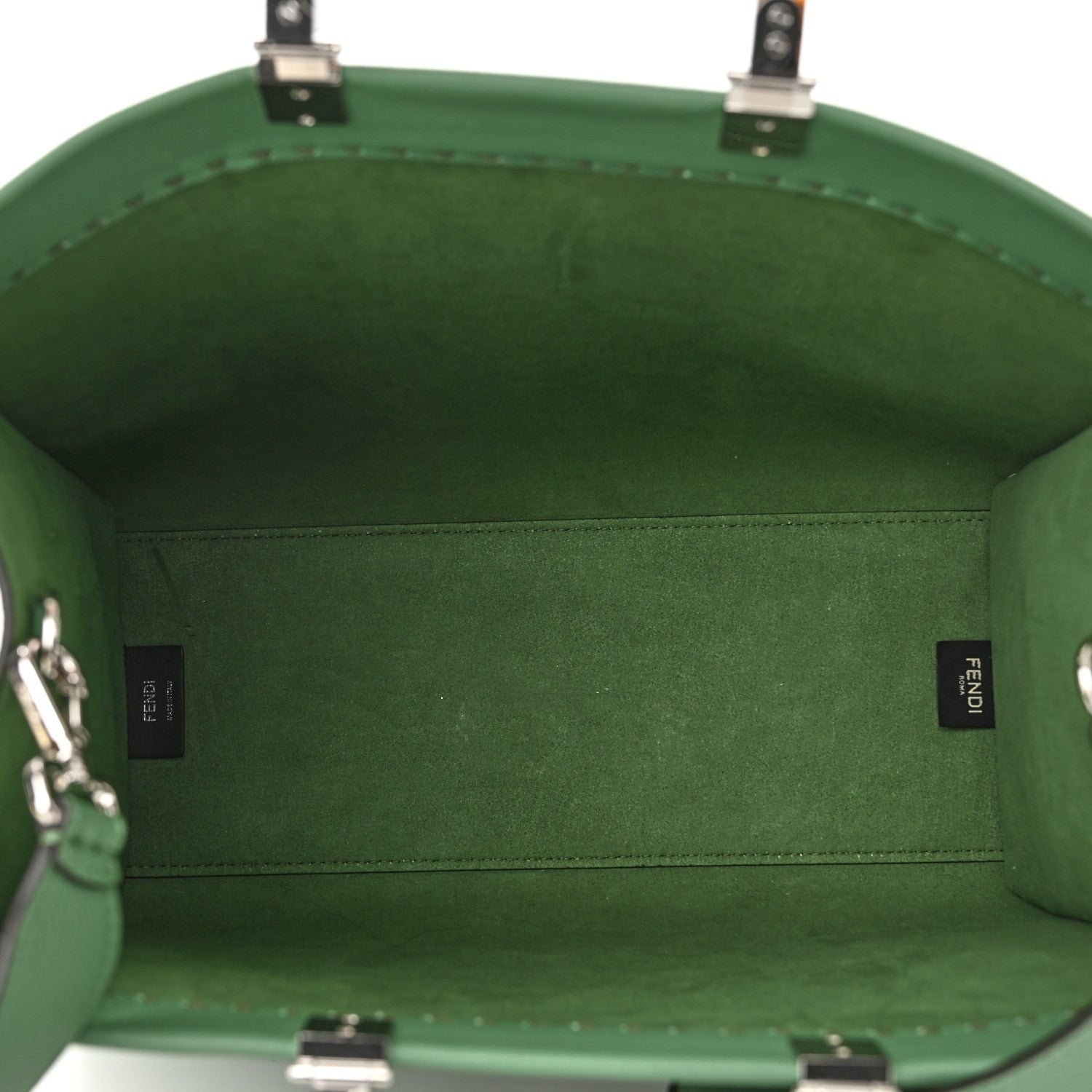 Fendi Vitello Cher Plexiglass Logo Debossed Medium Fendi Sunshine Shopper Tote Verde Islanda 5 of 10