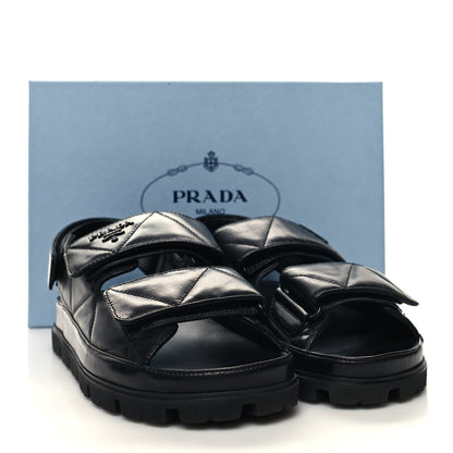 Prada Nappa Quilted Padded Slingback Sandals 37 Black 9 of 9