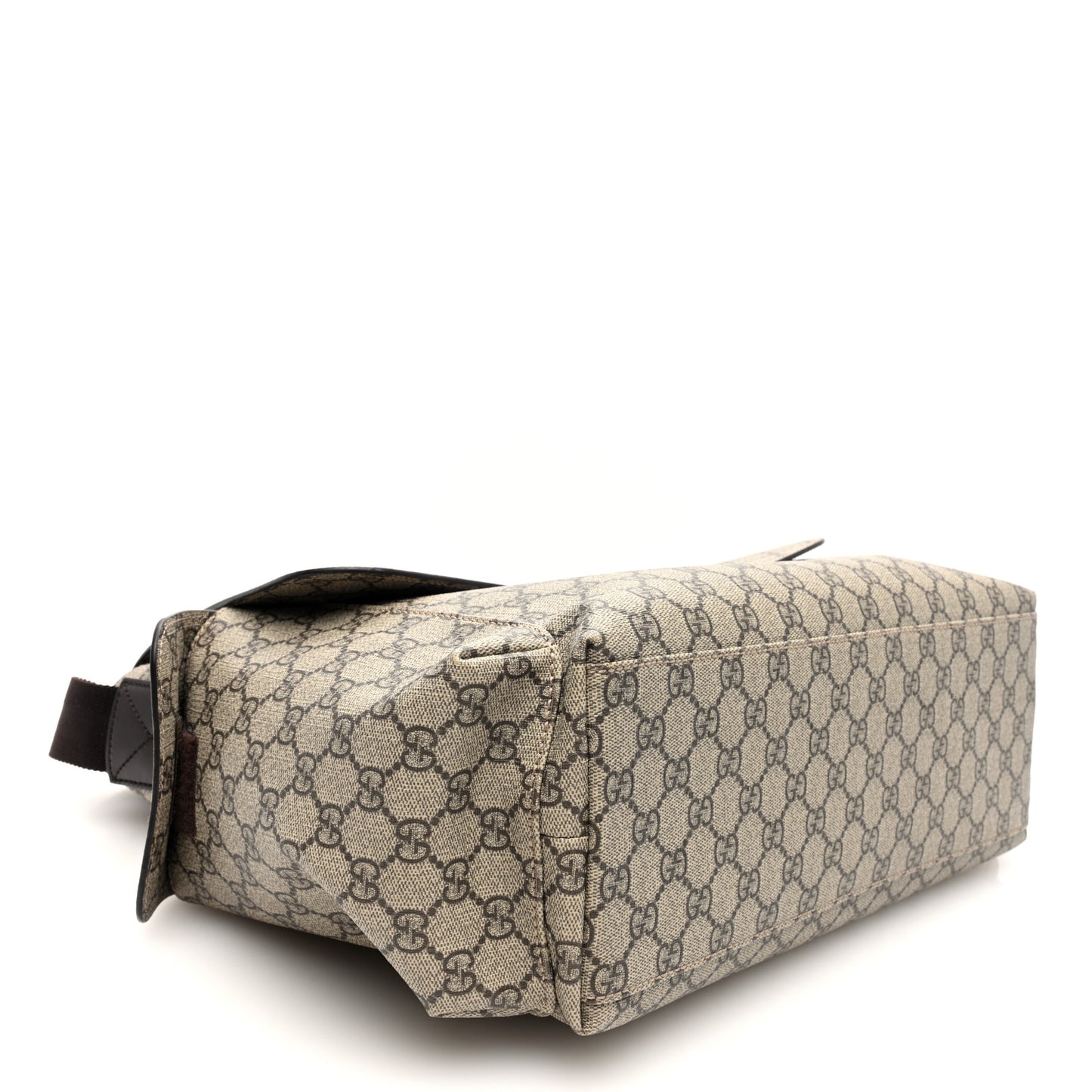 GG Supreme Monogram Selleria Calfskin Messenger Diaper Bag Beige Ebony Cocoa Dark Chocolate