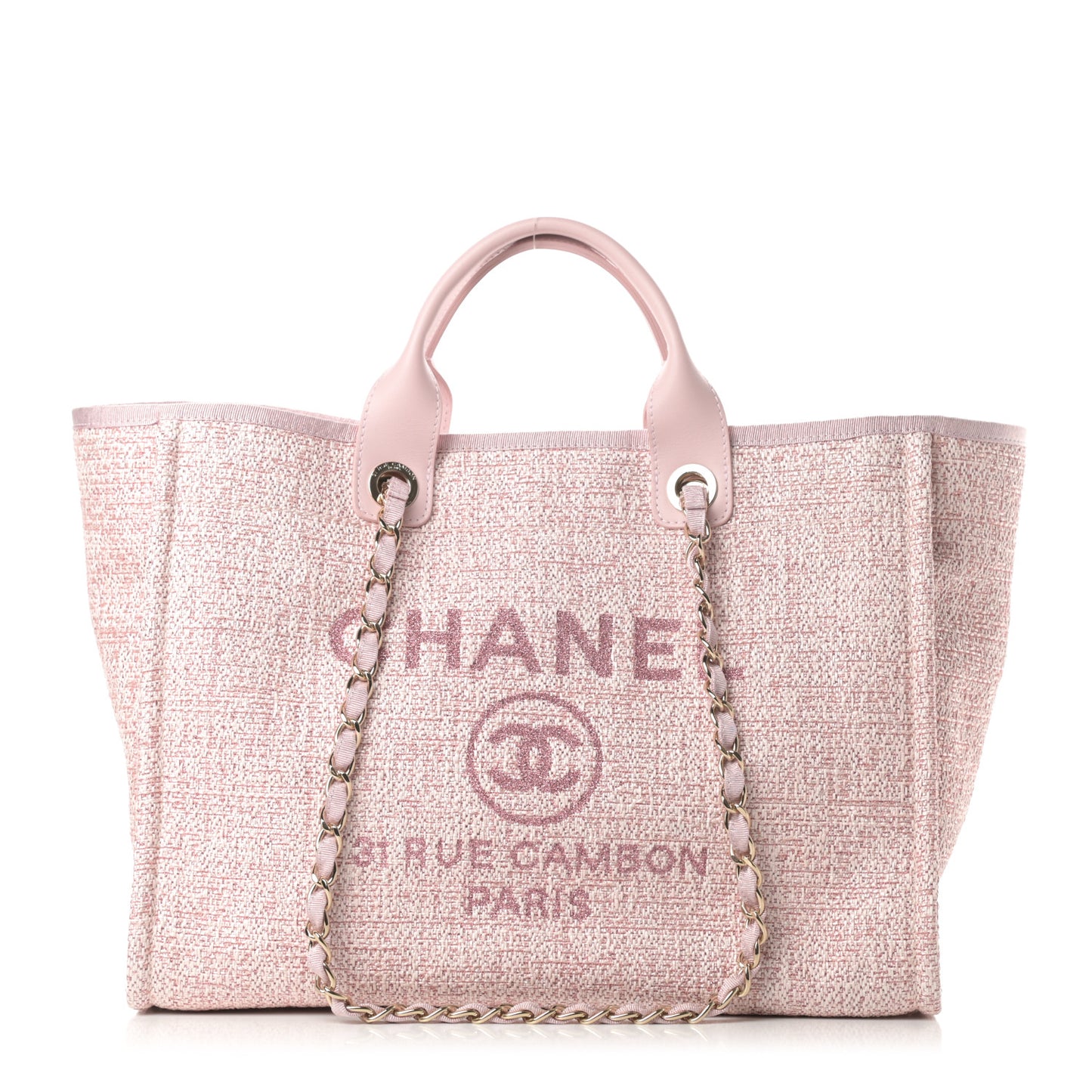 Straw Lurex Medium Deauville Tote Pink