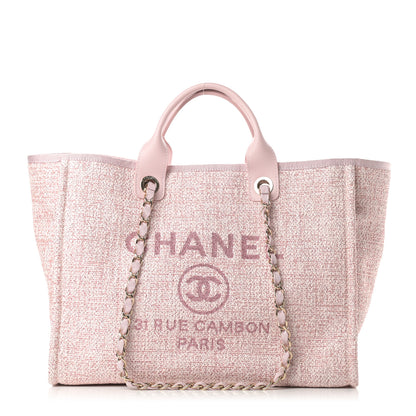 Chanel Straw Lurex Medium Deauville Tote Pink 1 of 11