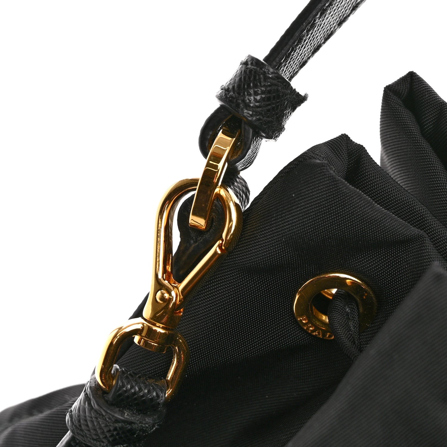 Prada Saffiano Tessuto Nylon Mini Bucket Crossbody Bag Black 15 of 15