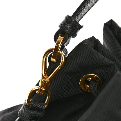 Prada Saffiano Tessuto Nylon Mini Bucket Crossbody Bag Black 15 of 15