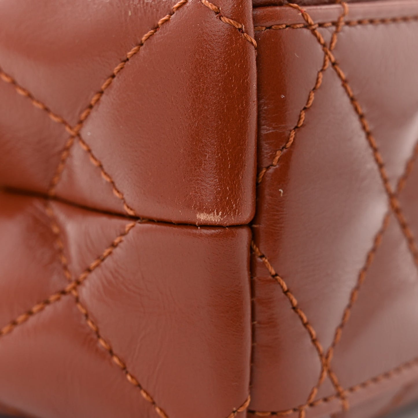 Shiny Aged Calfskin Quilted Nano Kelly Shopper Brown