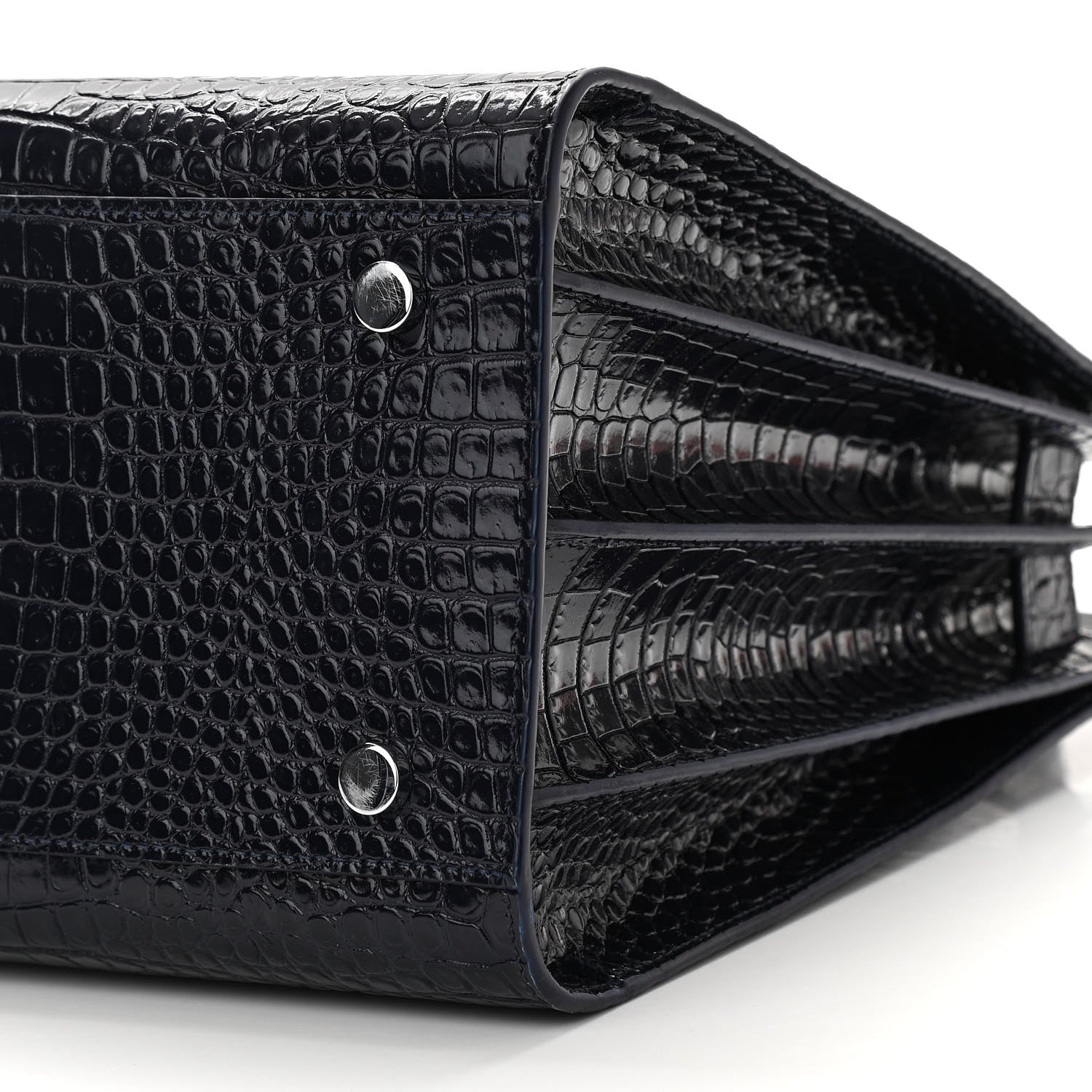 Saint Laurent Calfskin Crocodile Embossed Small Sac De Jour Dark Notte 9 of 9