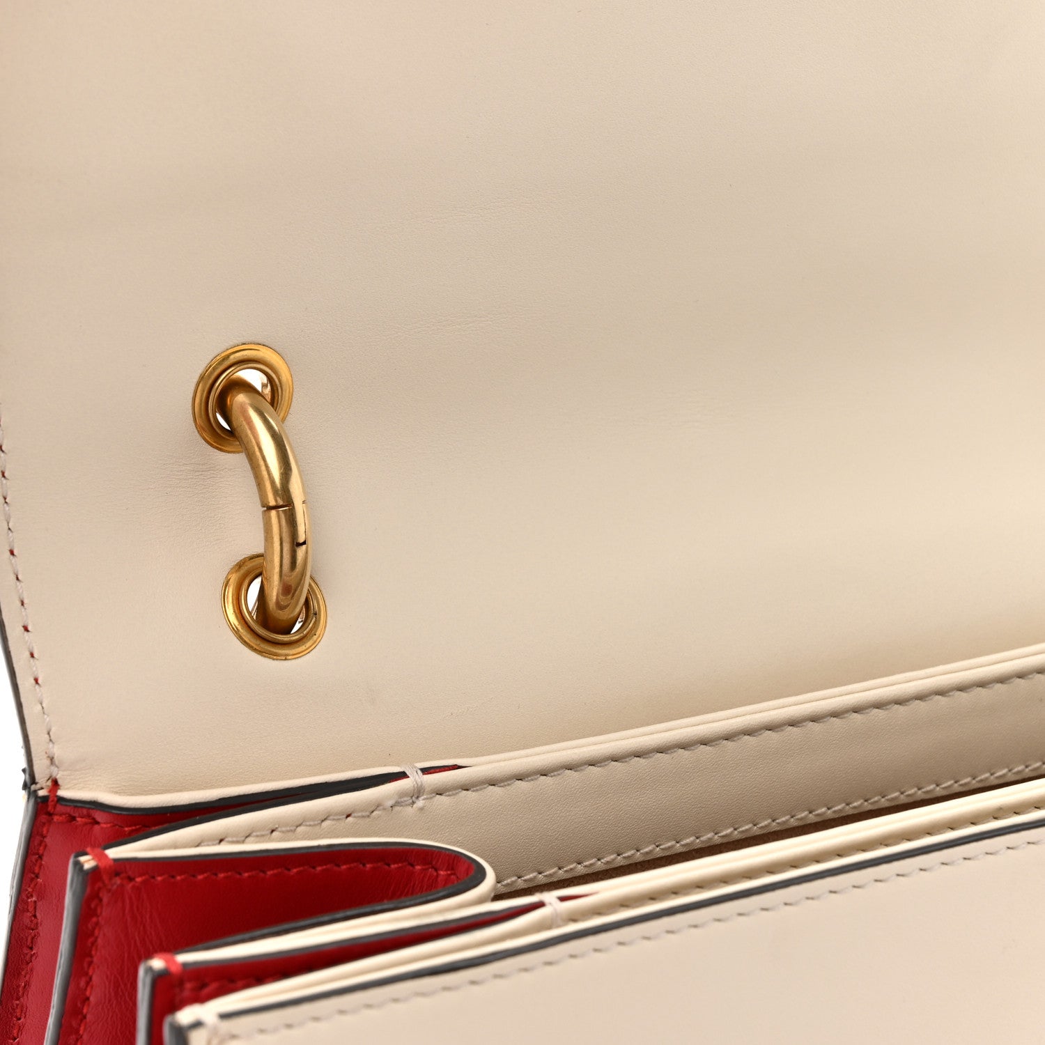 Gucci Calfskin Sylvie Web Small Queen Margaret Top Handle Bag Hibiscus Red Mystic White 15 of 16