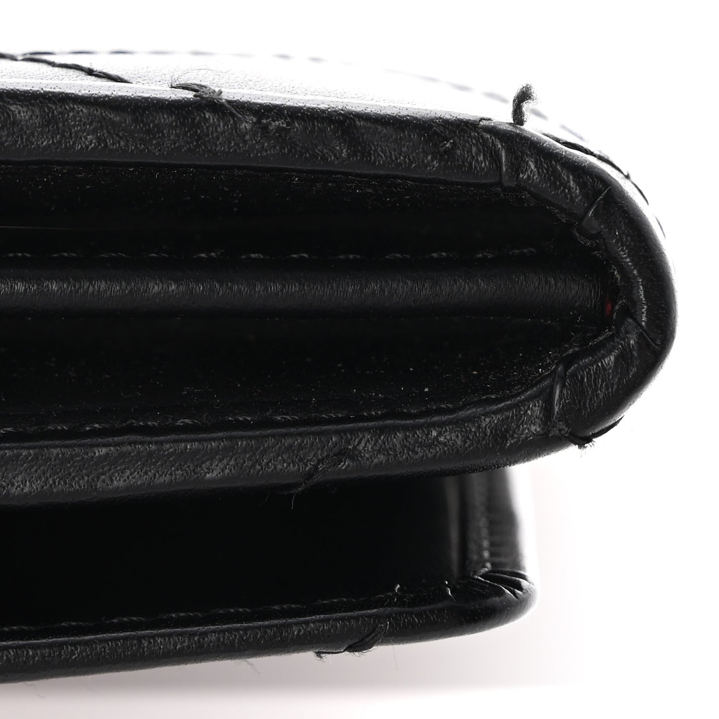 Calfskin Quilted Cambon Gusset Flap Wallet Black
