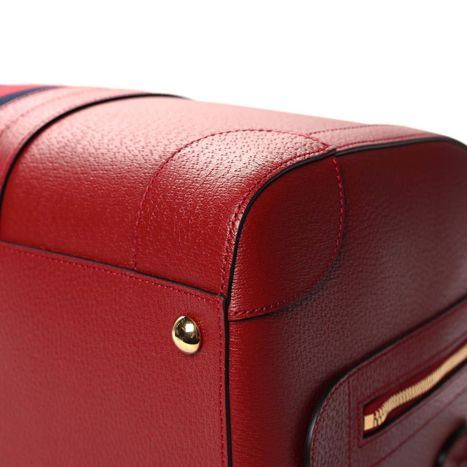 Gucci Textured Dollar Calfskin Web Large Duffle Bag Red 11 of 11