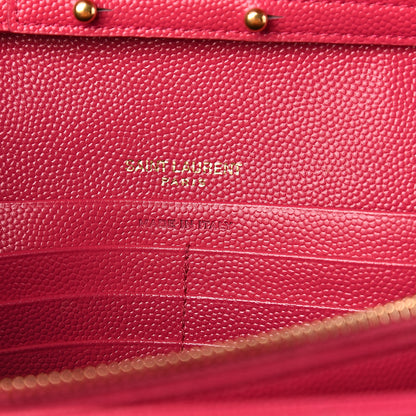 Saint Laurent Grain De Poudre Matelasse Chevron Monogram Chain Wallet Rose Clair 5 of 12