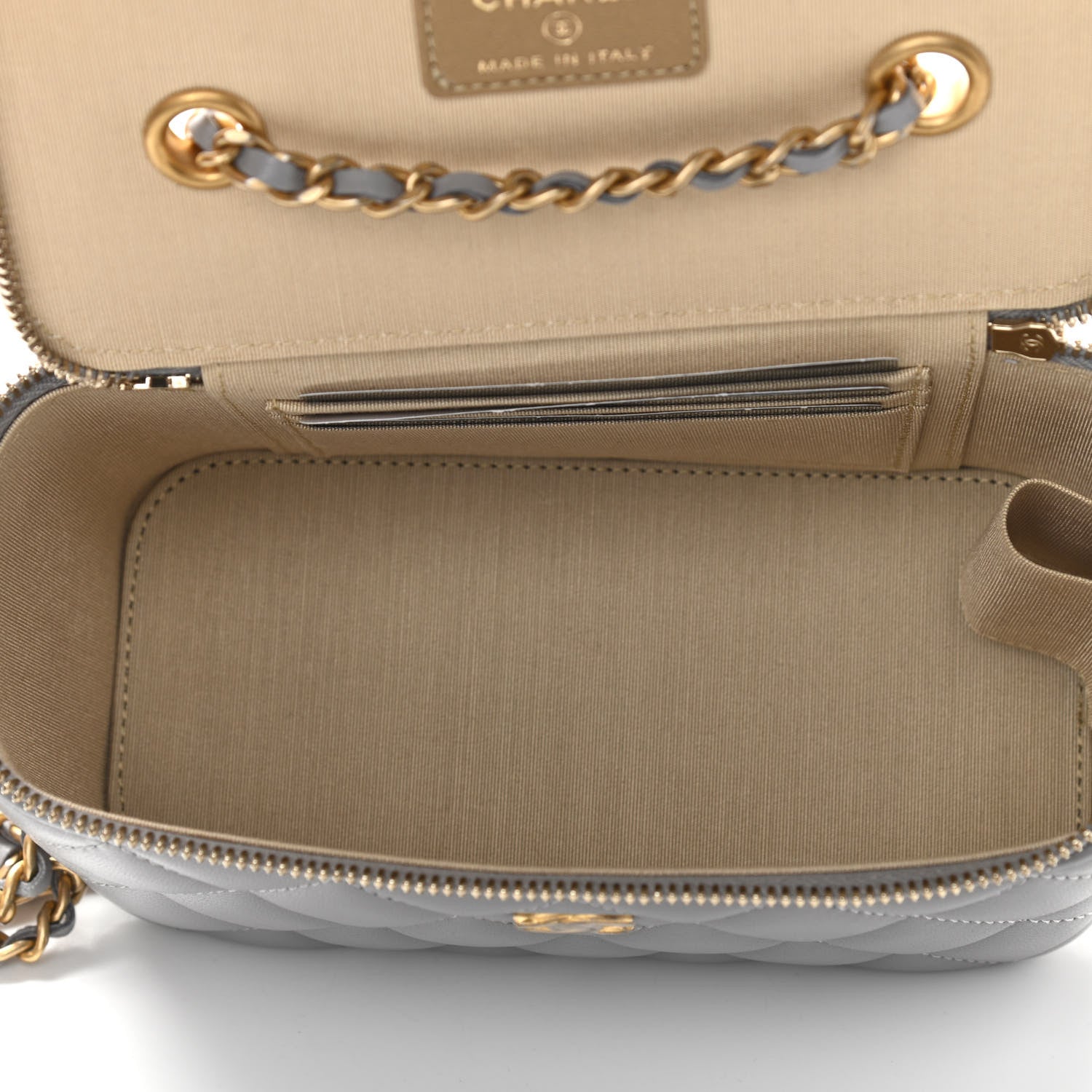 Chanel Lambskin Quilted Small Pearl Crush Vanity Case With Chain Grey 5 of 9