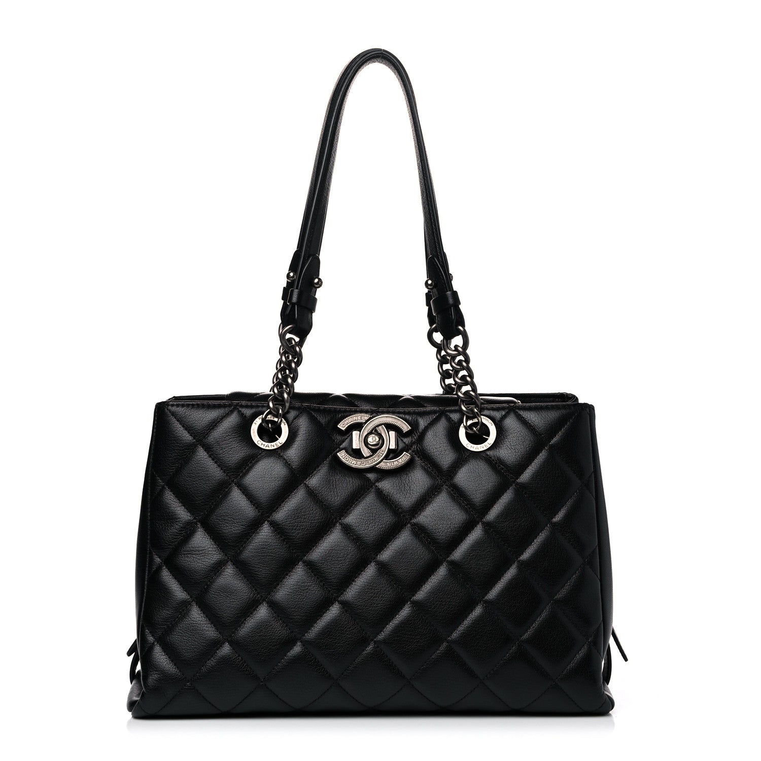 Chanel Goatskin Quilted Large City Rock Shopping Bag Black 2 of 30