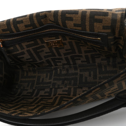 Fendi Fabric Jacquard FF 1974 Medium Baguette Tobacco Moro Black 4 of 4