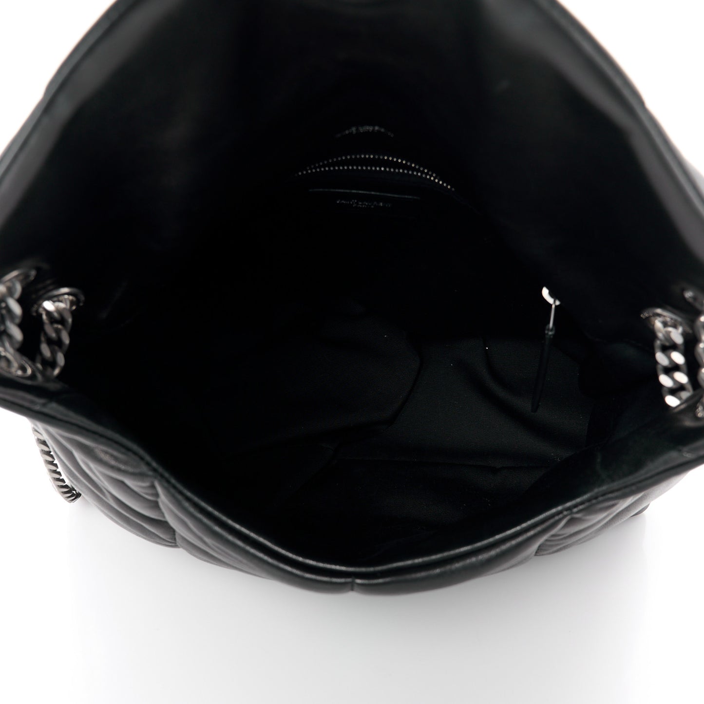 Lambskin Quilted Medium Loulou Puffer Monogram Chain Satchel Black