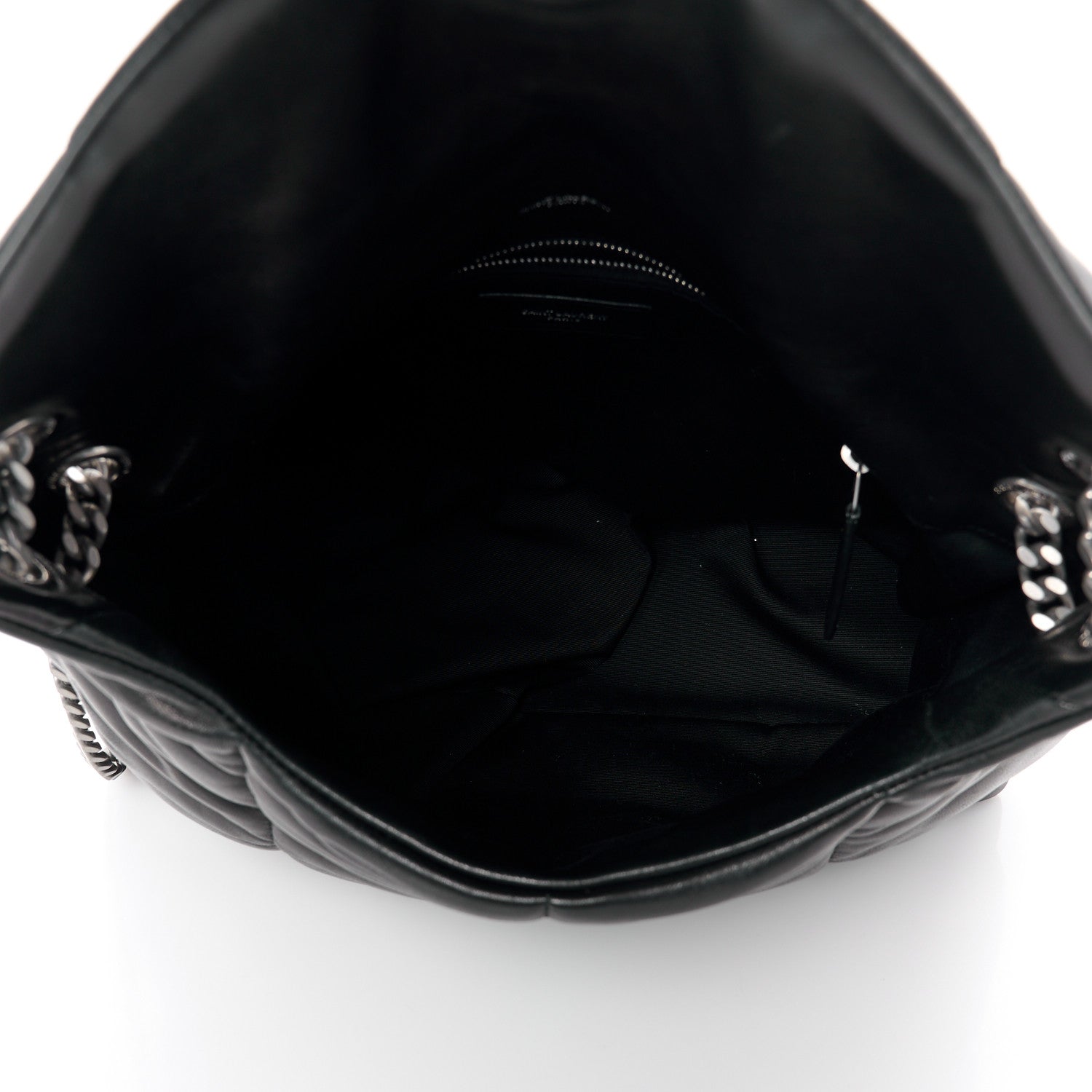Saint Laurent Lambskin Quilted Medium Loulou Puffer Monogram Chain Satchel Black 5 of 10