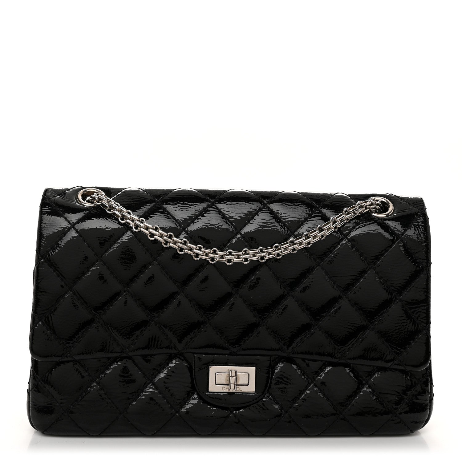 Chanel Distressed Patent Quilted 2.55 Reissue 226 Flap Black 1 of 10