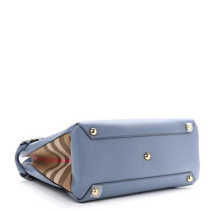Burberry Derby Calfskin House Check Medium Banner Tote Slate Blue 4 of 11