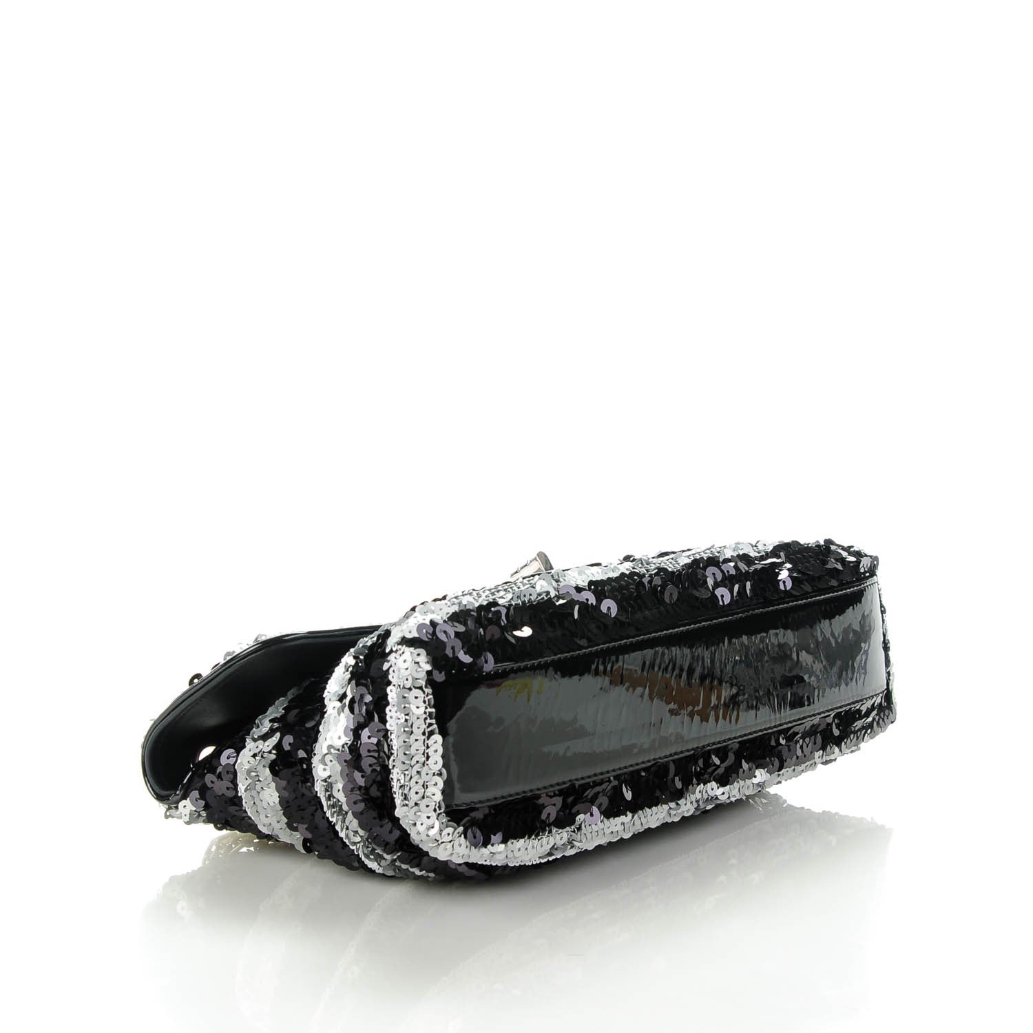 Chanel Sequin Striped Medium Reissue Flap Black Silver 4 of 7