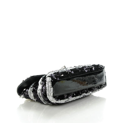 Chanel Sequin Striped Medium Reissue Flap Black Silver 4 of 7