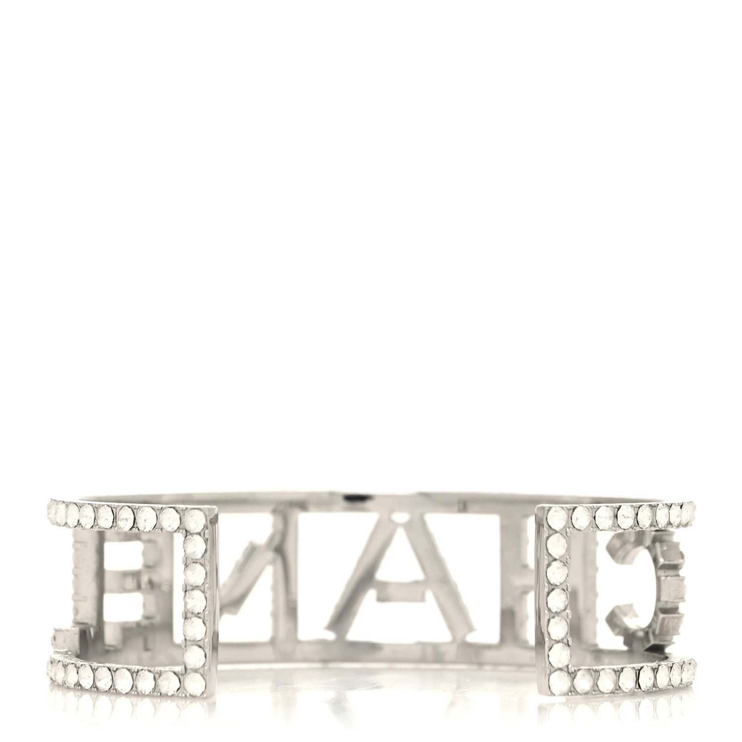 Chanel Crystal Logo Cuff L Silver 3 of 4
