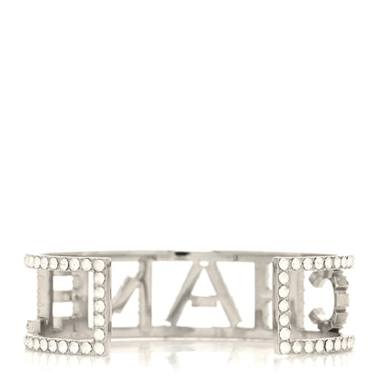 Chanel Crystal Logo Cuff L Silver 3 of 4